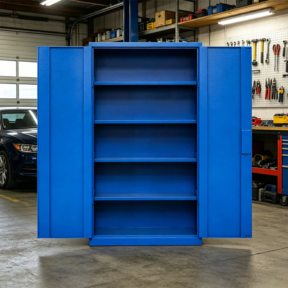 GROVIA Multi-Function Heavy Duty Tool Cabinet 4 Inner Shelves No Pegboard 100cm Wide for Garage & Workshop Storage - Blue