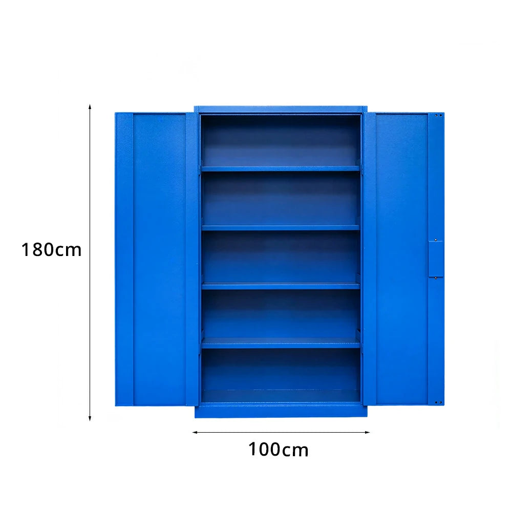GROVIA Multi-Function Heavy Duty Tool Cabinet 4 Inner Shelves No Pegboard 100cm Wide for Garage & Workshop Storage - Blue