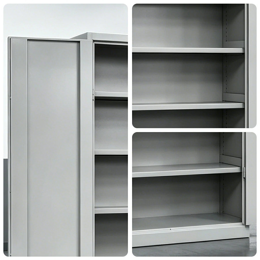 GROVIA Multi-Function Heavy Duty Tool Cabinet 4 Inner Shelves No Pegboard 100cm Wide for Garage & Workshop Storage - Grey & White