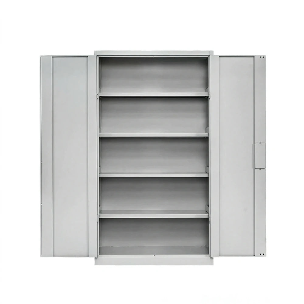 GROVIA Multi-Function Heavy Duty Tool Cabinet 4 Inner Shelves No Pegboard 100cm Wide for Garage & Workshop Storage - Grey & White