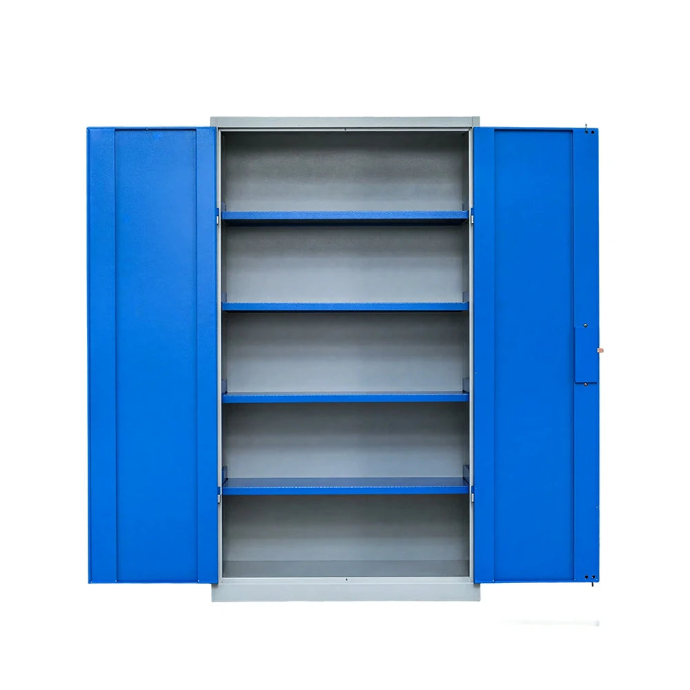 GROVIA Multi-Function Heavy Duty Tool Cabinet 4 Inner Shelves No Pegboard 100cm Wide for Garage & Workshop Storage - Blue & Grey