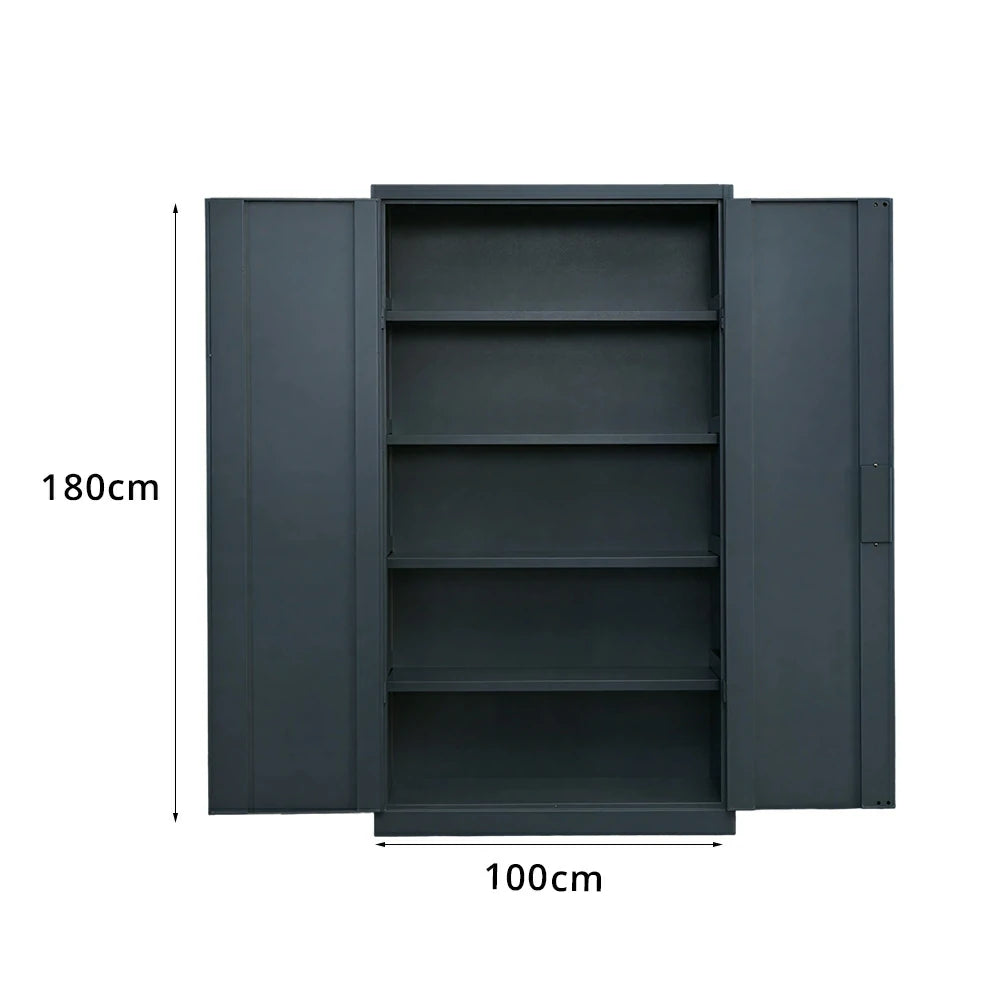 GROVIA Multi-Function Heavy Duty Tool Cabinet 4 Inner Shelves No Pegboard 100cm Wide for Garage & Workshop Storage - Grey
