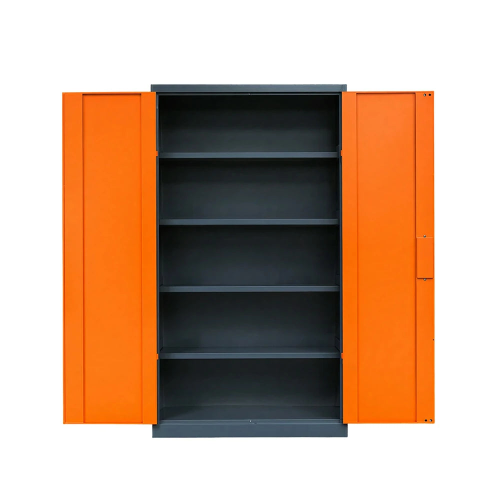 GROVIA Multifunction Tool Cabinet - 4 Inner Shelves No Mesh Door for Garage Workshop - Orange Grey