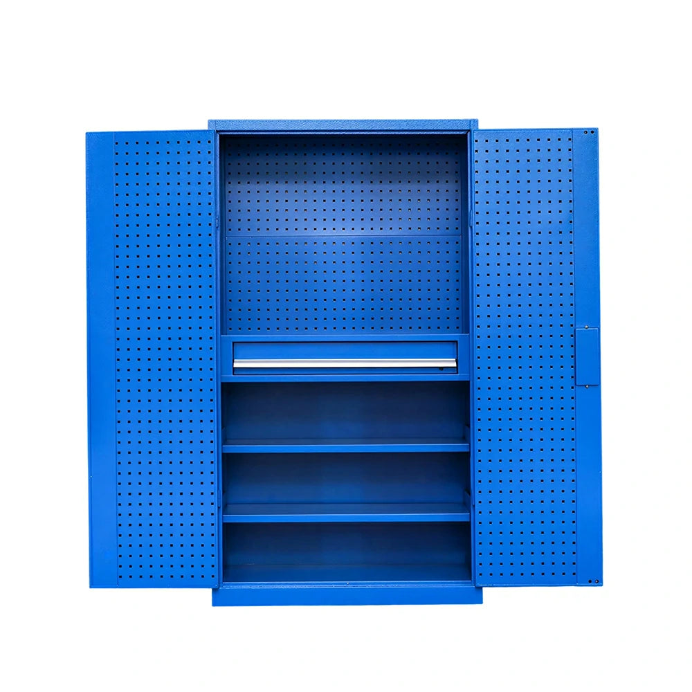 GROVIA Multi-Function Tool Cabinet with Drawer and Mesh Panel for Garage Workshop - Blue