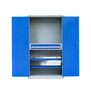 GROVIA Multi-Function Tool Cabinet with Drawer and Mesh Panel for Garage Workshop - Grey Blue