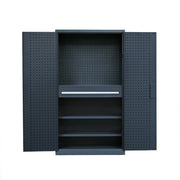 GROVIA Multi-Function Tool Cabinet with Drawer and Mesh Panel for Garage Workshop - Industrial Grey