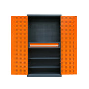 GROVIA Multi-Function Tool Cabinet with Drawer and Mesh Panel for Garage Workshop - Orange Grey