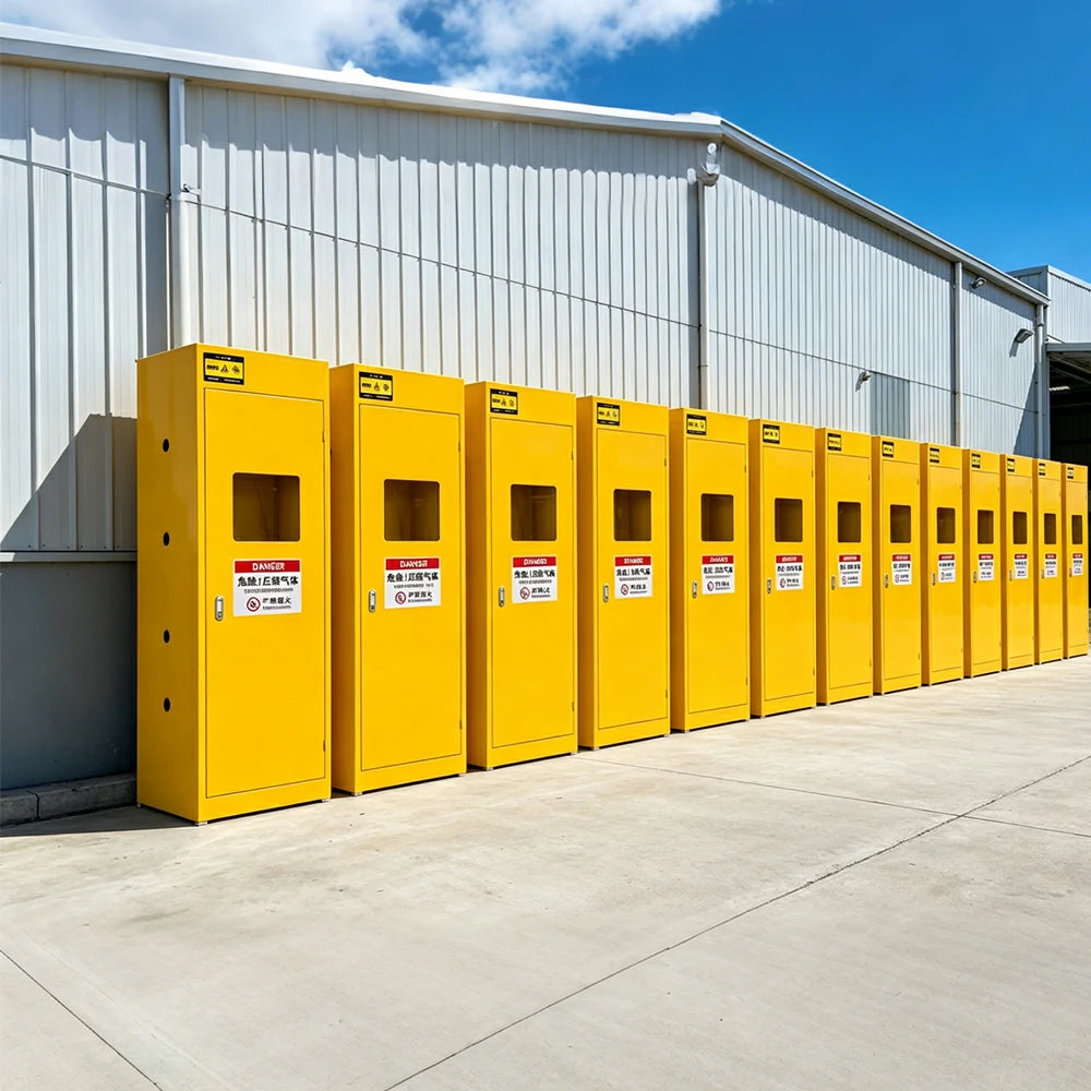 GROVIA Single Gas Cylinder Storage Cabinet No Alarm 190cm Safety Locker for Workshop - Yellow