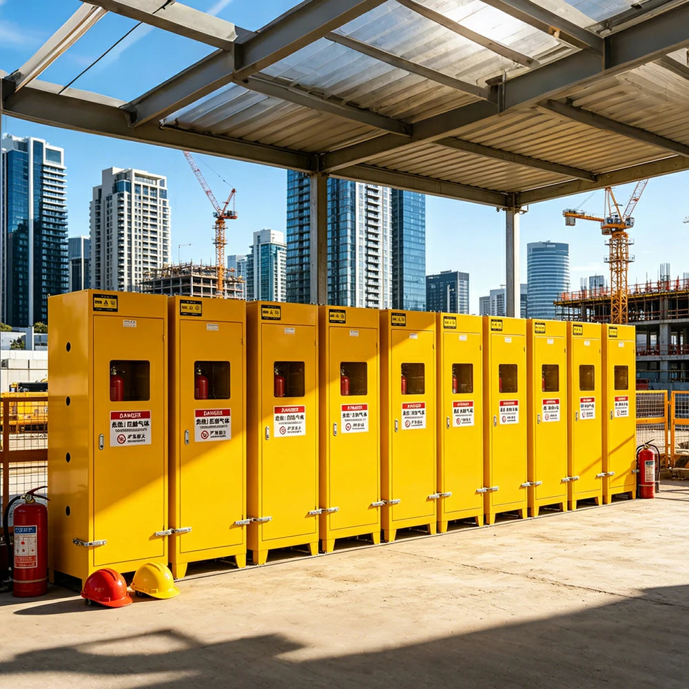 GROVIA Single Gas Cylinder Storage Cabinet No Alarm 190cm Safety Locker for Workshop - Yellow