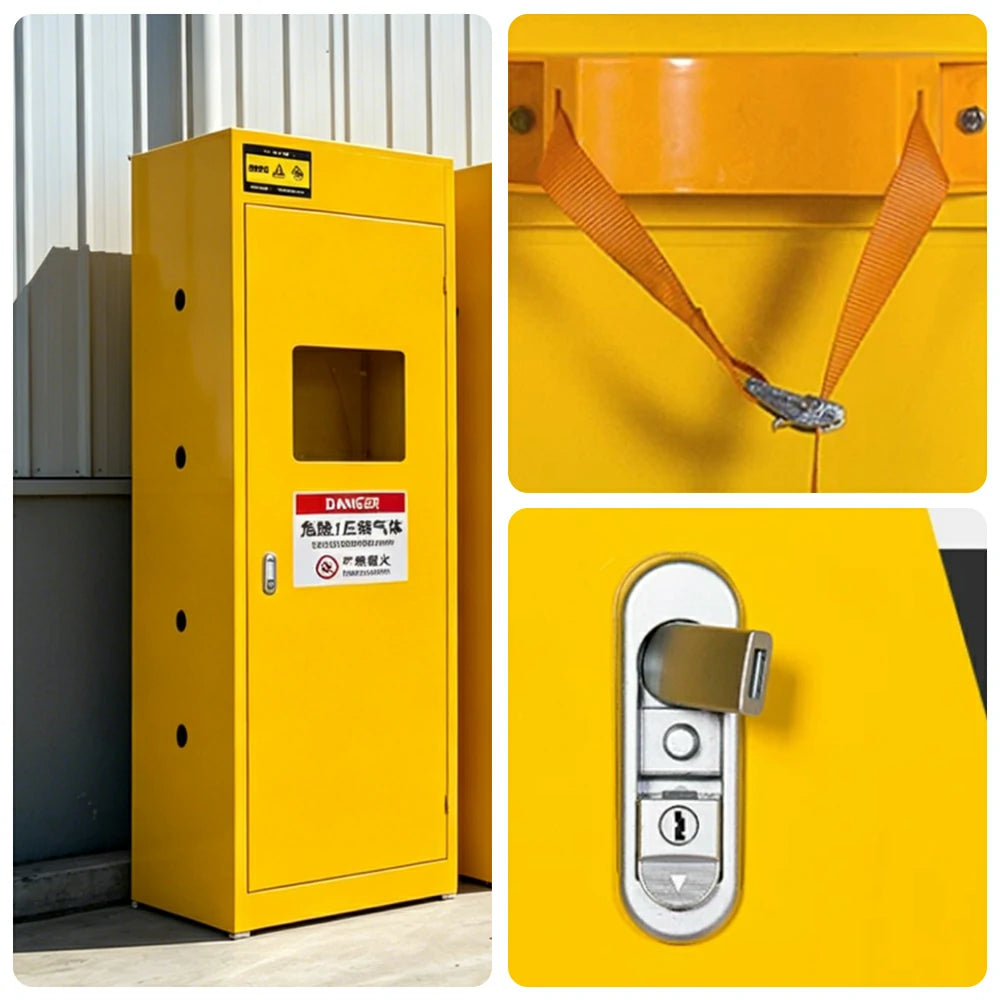 GROVIA Single Gas Cylinder Storage Cabinet No Alarm 190cm Safety Locker for Workshop - Yellow