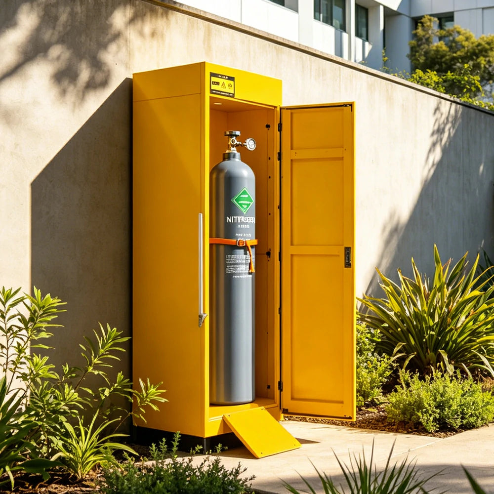 GROVIA Single Gas Cylinder Storage Cabinet No Alarm 190cm Safety Locker for Workshop - Yellow