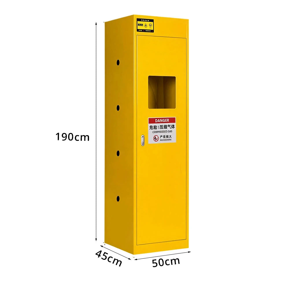 GROVIA Single Gas Cylinder Storage Cabinet No Alarm 190cm Safety Locker for Workshop - Yellow