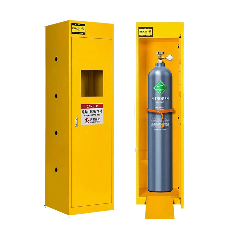 GROVIA Single Gas Cylinder Storage Cabinet No Alarm 190cm Safety Locker for Workshop - Yellow
