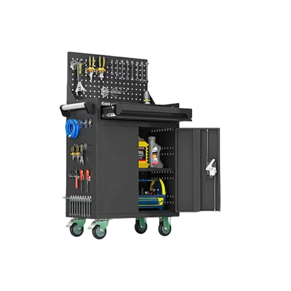 GROVIA Mobile Tool Trolley with Pegboard - Single Drawer Design, Heavy-Duty Steel Cabinet, Lockable Storage for Workshop & Garage - Graphite Grey