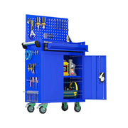 GROVIA Mobile Tool Trolley with Pegboard - Single Drawer Design, Heavy-Duty Steel Cabinet, Lockable Storage for Workshop & Garage - Blue
