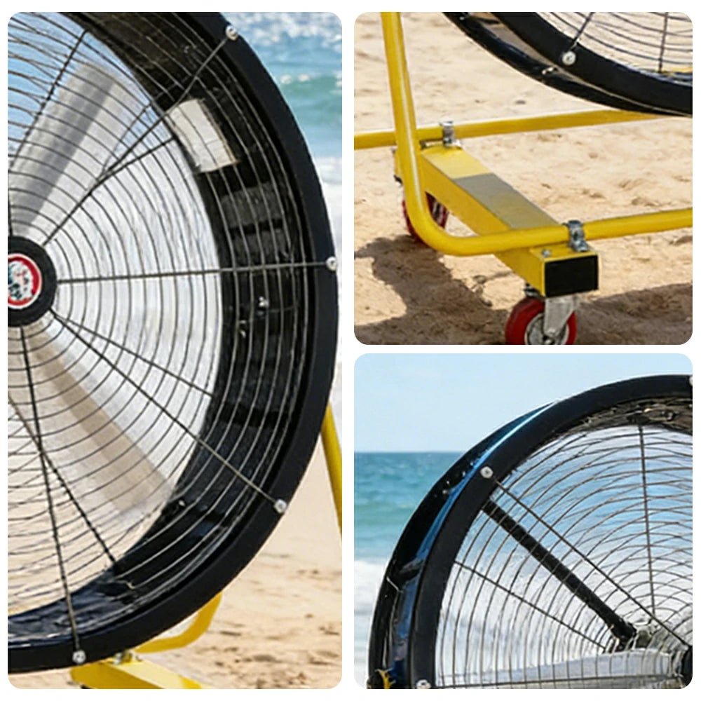 GROVIA Industrial Fan Pedestal Type Powerful Air Circulator Full Copper Motor Metal Safety Grille Low Noise Design