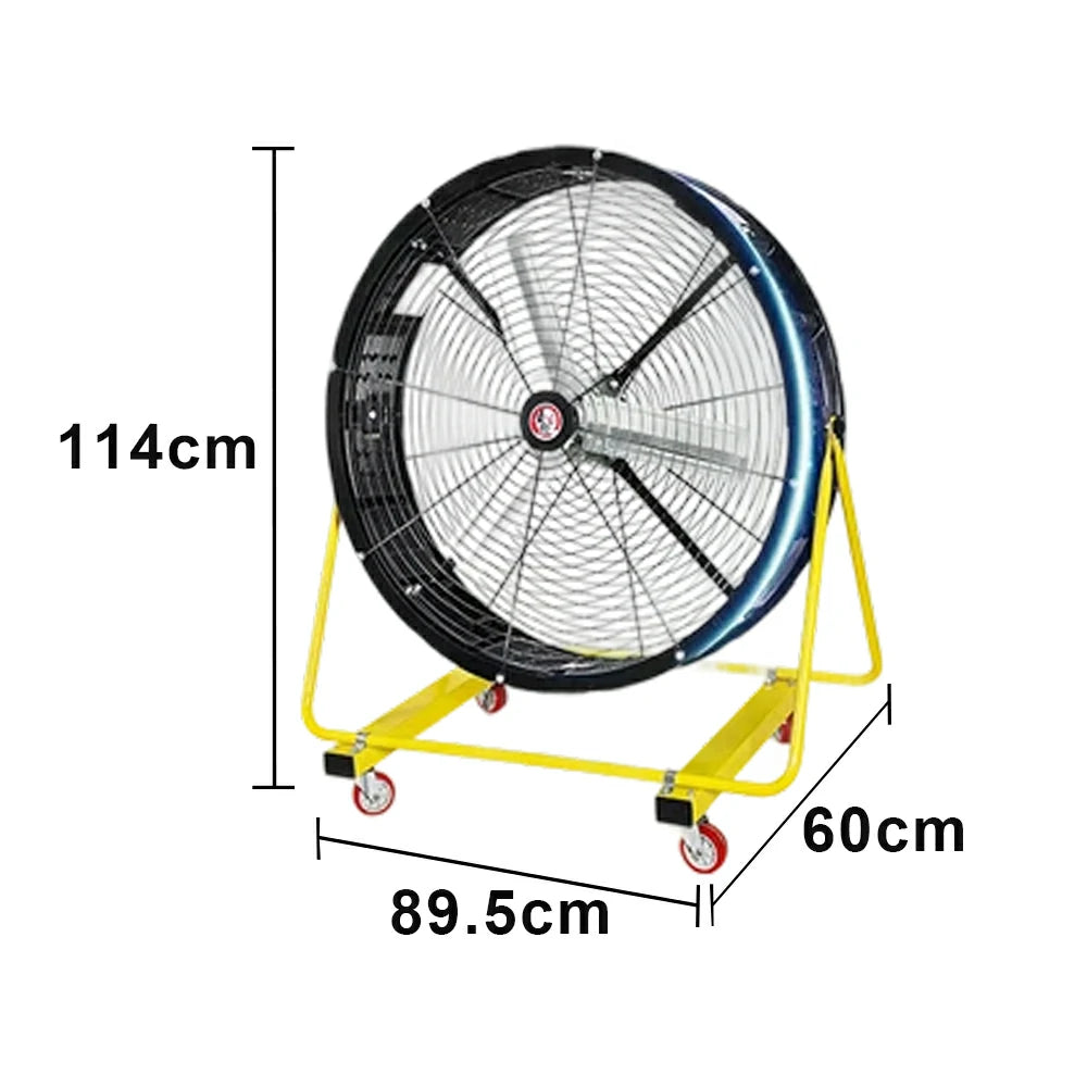 GROVIA Industrial Fan Pedestal Type Powerful Air Circulator Full Copper Motor Metal Safety Grille Low Noise Design