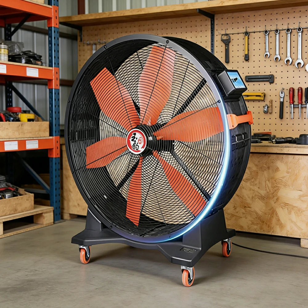 GROVIA High Airflow Industrial Fan Fixed Type Full Copper Motor Nylon Blades Metal Safety Design