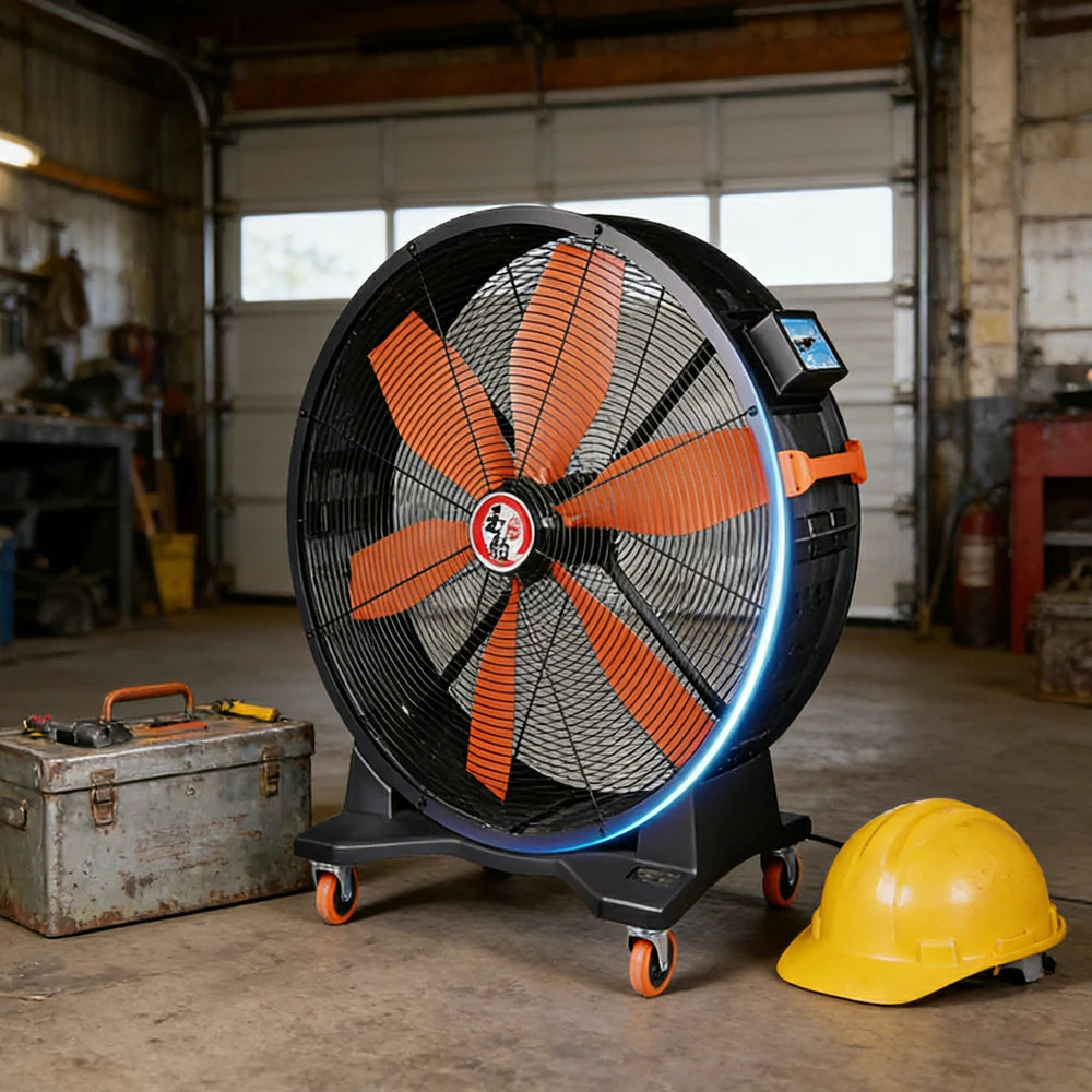 GROVIA High Airflow Industrial Fan Fixed Type Full Copper Motor Nylon Blades Metal Safety Design