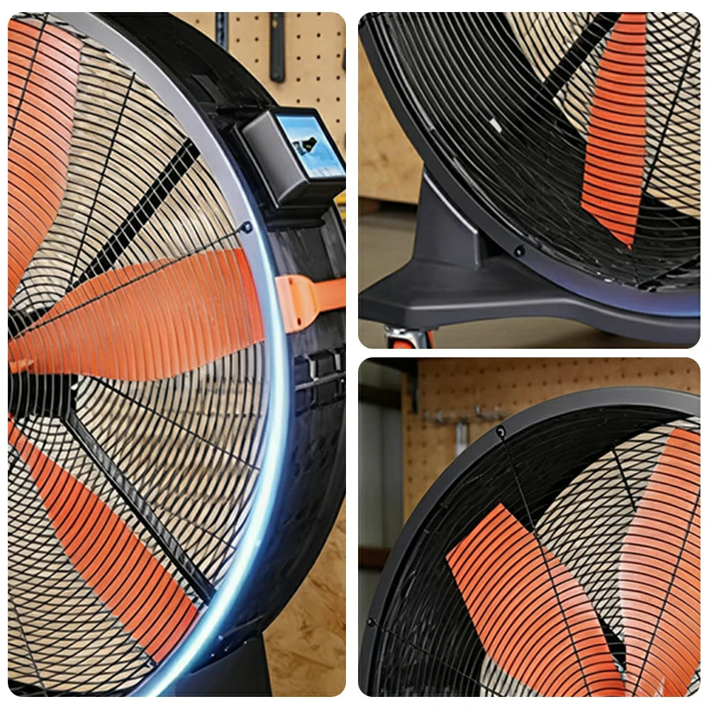 GROVIA High Airflow Industrial Fan Fixed Type Full Copper Motor Nylon Blades Metal Safety Design