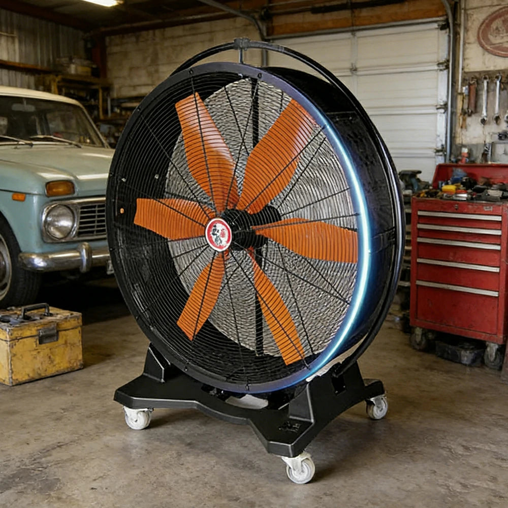 GROVIA Industrial Fan Oscillating Type Powerful Air Circulator Full Copper Motor Metal Safety Grille Low Noise Design