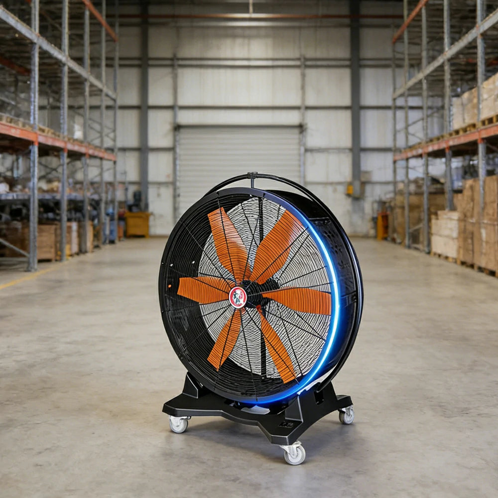 GROVIA Industrial Fan Oscillating Type Powerful Air Circulator Full Copper Motor Metal Safety Grille Low Noise Design