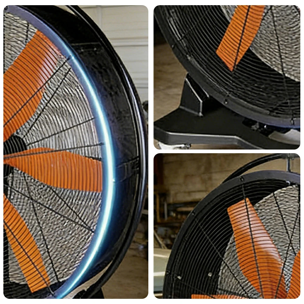 GROVIA Industrial Fan Oscillating Type Powerful Air Circulator Full Copper Motor Metal Safety Grille Low Noise Design