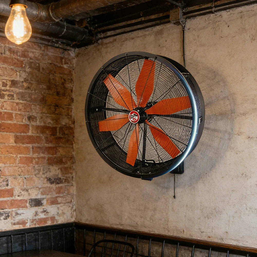 GROVIA Industrial Fan Wall Mounted Oscillating Type Powerful Air Circulator Full Copper Motor Metal Safety Grille Low Noise Design