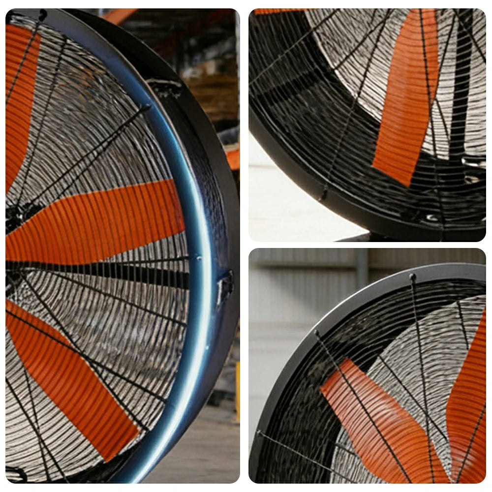 GROVIA Industrial Fan Wall Mounted Oscillating Type Powerful Air Circulator Full Copper Motor Metal Safety Grille Low Noise Design