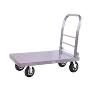 GROVIA Heavy-Duty Steel Platform Trolley - 73/90cm, 6-Inch Black Rubber Wheels Silent, 325/375kg Load Capacity, Industrial Warehouse Transport - Silver