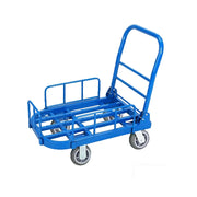 GROVIA Heavy-Duty Guard Rail Platform Trolley - 75/90cm, Ultra-Quiet 6-Inch Effort-Saving Wheels, 425/500kg Load Capacity, Warehouse & Logistics Transport - Blue