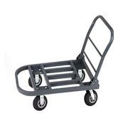 GROVIA Heavy-Duty Steel Tube Platform Trolley - 75/90cm, Ultra-Quiet 6-Inch Black Rubber Wheels, High Load Capacity, Warehouse Transport - Steel Grey
