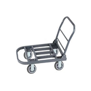 GROVIA Heavy-Duty Steel Tube Platform Trolley - 75/90cm, Ultra-Quiet 6-Inch Effort-Saving Wheels, 400/500kg Load Capacity, Warehouse Transport - Steel Grey