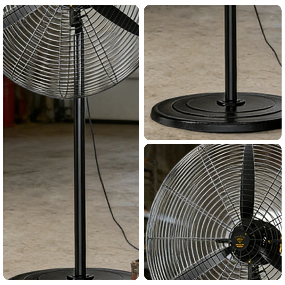 GROVIA Industrial Fan Floor Type Dual Ball Bearing Motor Three Speed Settings High Safety Mesh Design