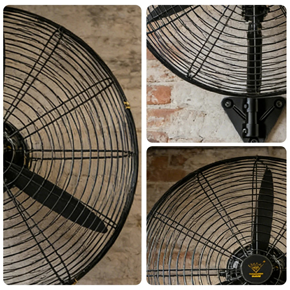 GROVIA Industrial Fan Wall Mounted Dual Ball Bearing Motor Three Speed Settings High Safety Mesh Design