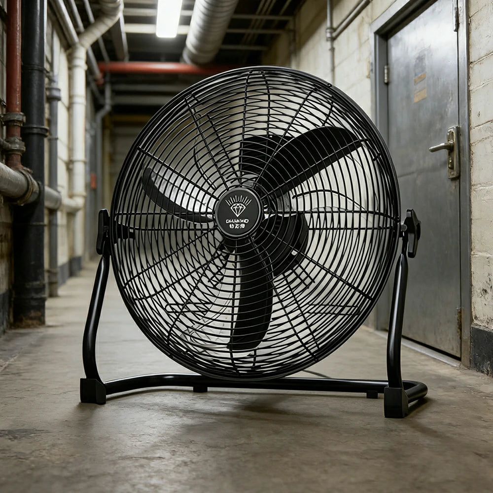 GROVIA 16 Inch Air Circulation Fan Energy Efficient Motor Spiral Blade Multiple Speed High Safety Grille Design - Black