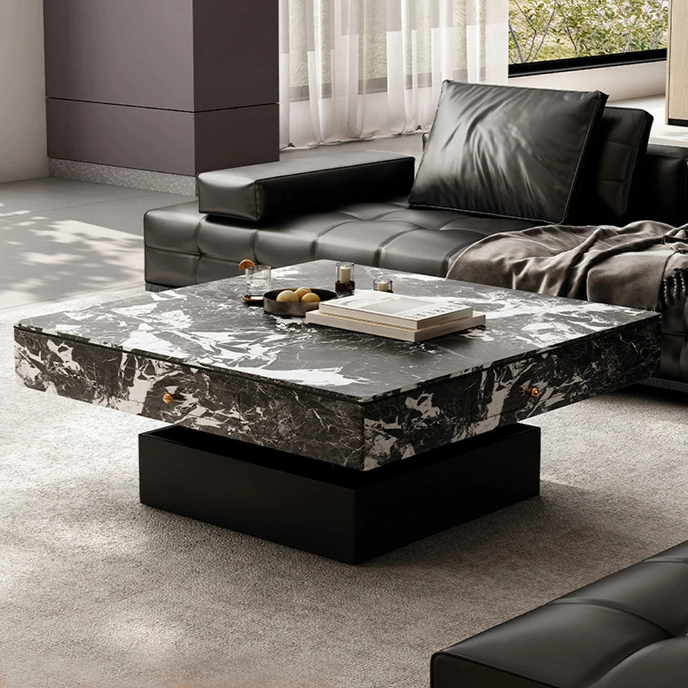 HEXJON Lift-Top Automatic Mahjong Table - Convertible Rock-Textured Design with Storage Drawers - Black&White