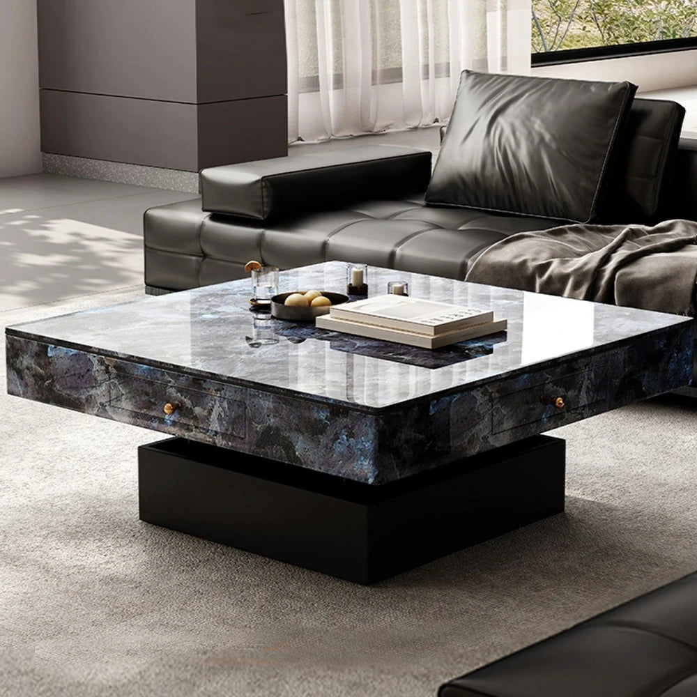 HEXJON Lift-Top Automatic Mahjong Table - Convertible Rock-Textured Design with Storage Drawers - Blue&Black