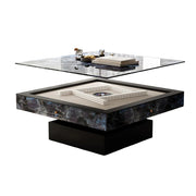 HEXJON Lift-Top Automatic Mahjong Table - Convertible Rock-Textured Design with Storage Drawers - Blue&Black