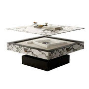 HEXJON Lift-Top Automatic Mahjong Table - Convertible Rock-Textured Design with Storage Drawers - White&Black
