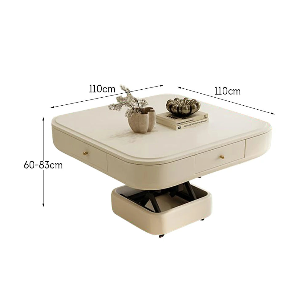 HEXJON 110cm Automatic Mahjong Table/Dining Table/Coffee Table Height Adjustable - White