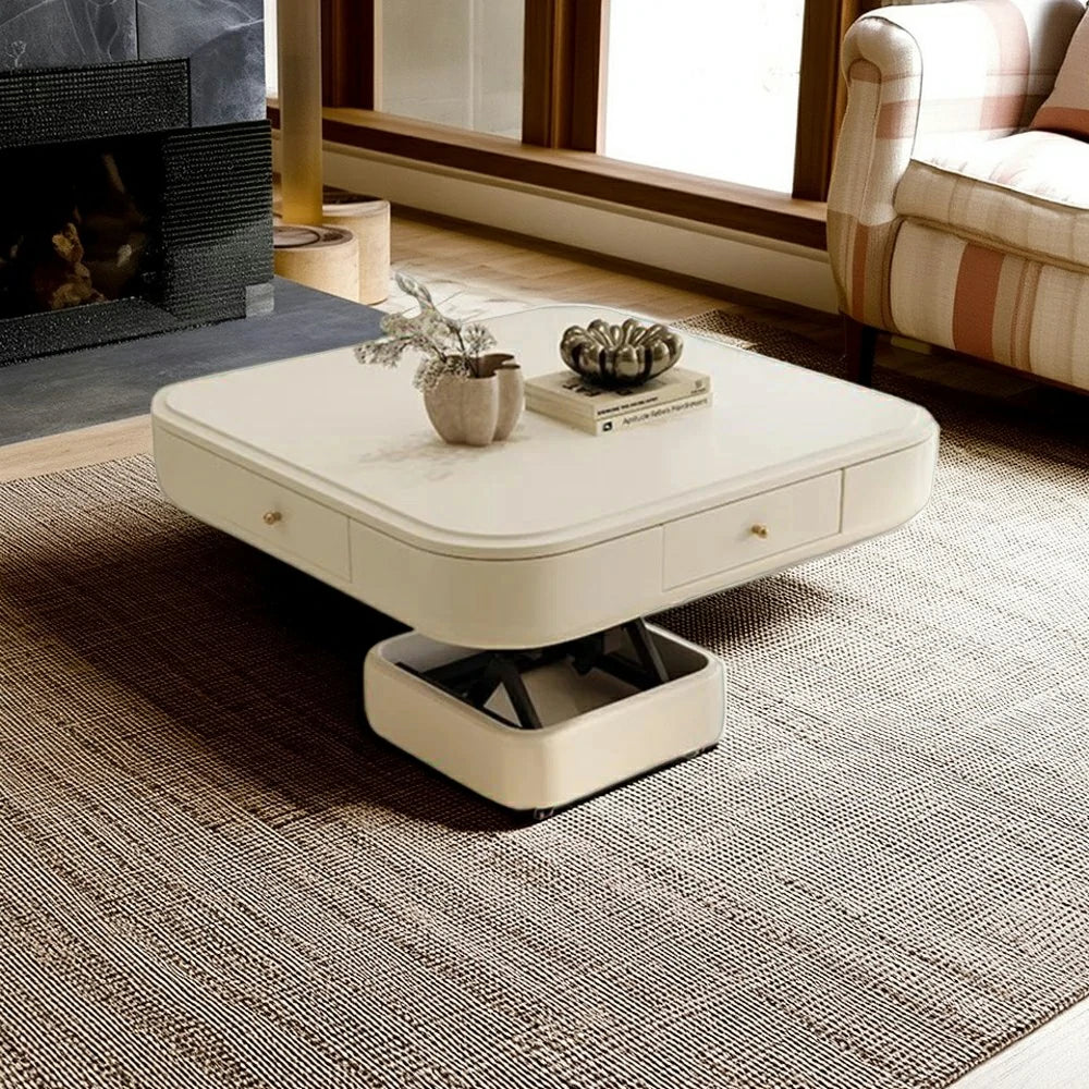 HEXJON 110cm Automatic Mahjong Table/Dining Table/Coffee Table Height Adjustable - White