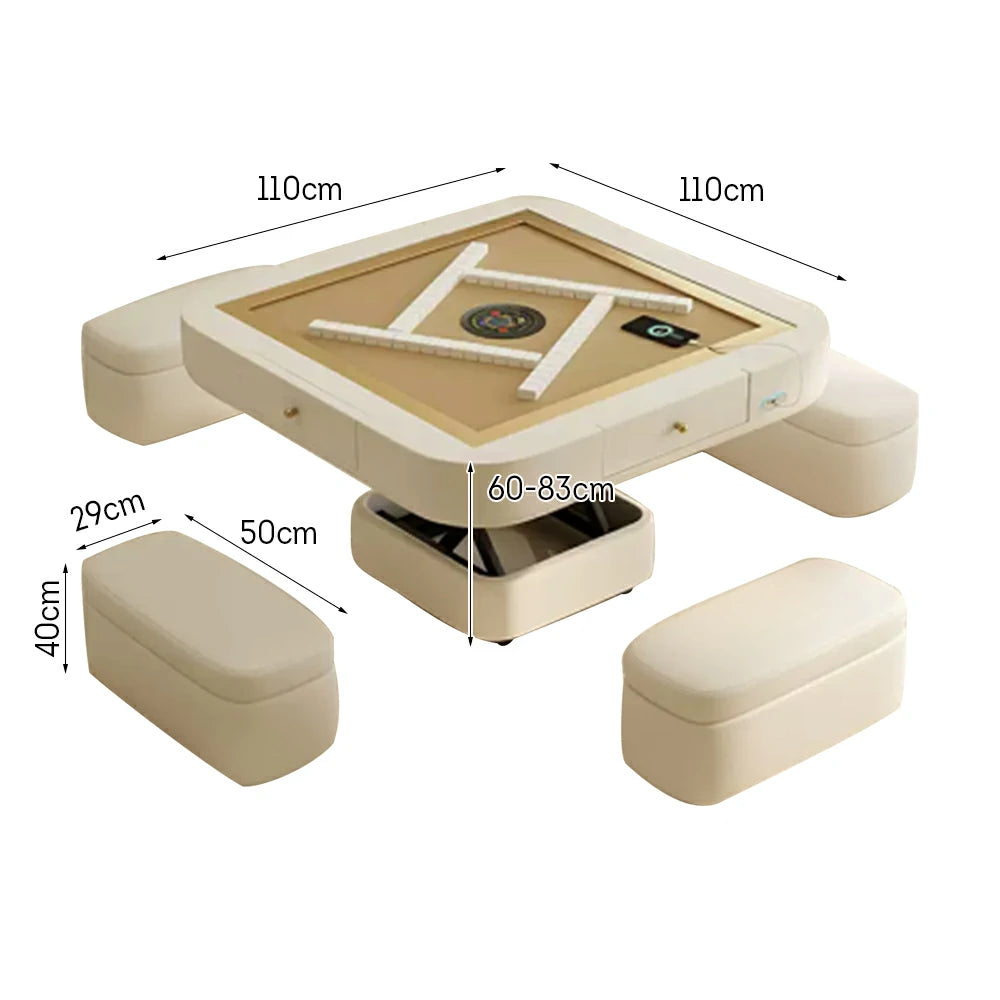 HEXJON 110cm Automatic Mahjong Table/Dining Table/Coffee Table Height Adjustable - White