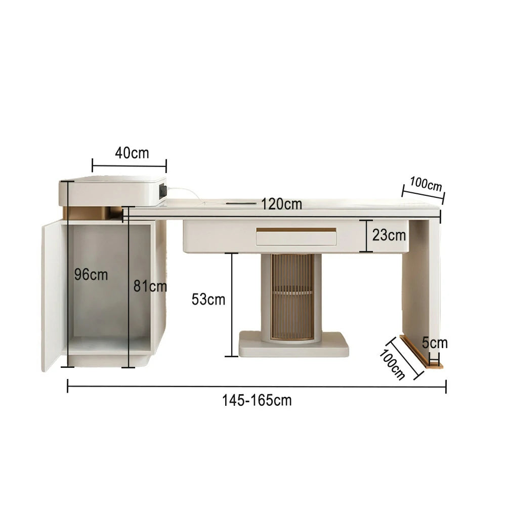 HEXJON 2-in-1 Extendable Island Mahjong Dining Table 145CM-165CM with Storage Cabinet White Modern Design