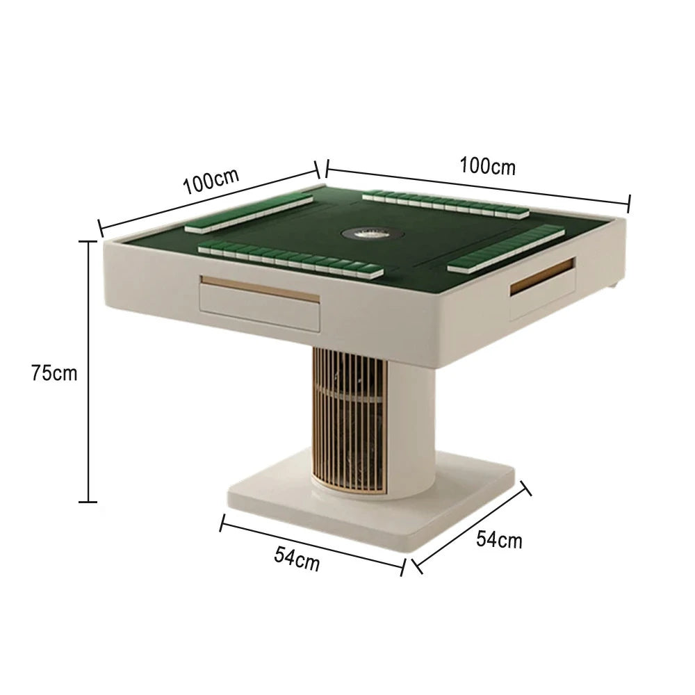 HEXJON 2-in-1 Extendable Island Mahjong Dining Table 145CM-165CM with Storage Cabinet White Modern Design