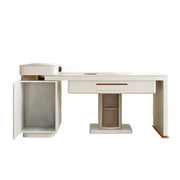 HEXJON 2-in-1 Extendable Island Mahjong Dining Table 145CM-165CM with Storage Cabinet White Modern Design