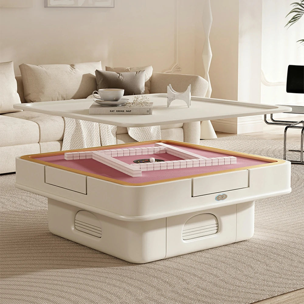 HEXJON 98cm Automatic Mahjong Table/Dining Table/Coffee Table Height Adjustable - White