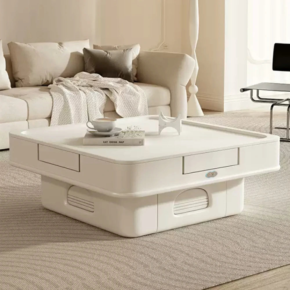 HEXJON 98cm Automatic Mahjong Table/Dining Table/Coffee Table Height Adjustable - White