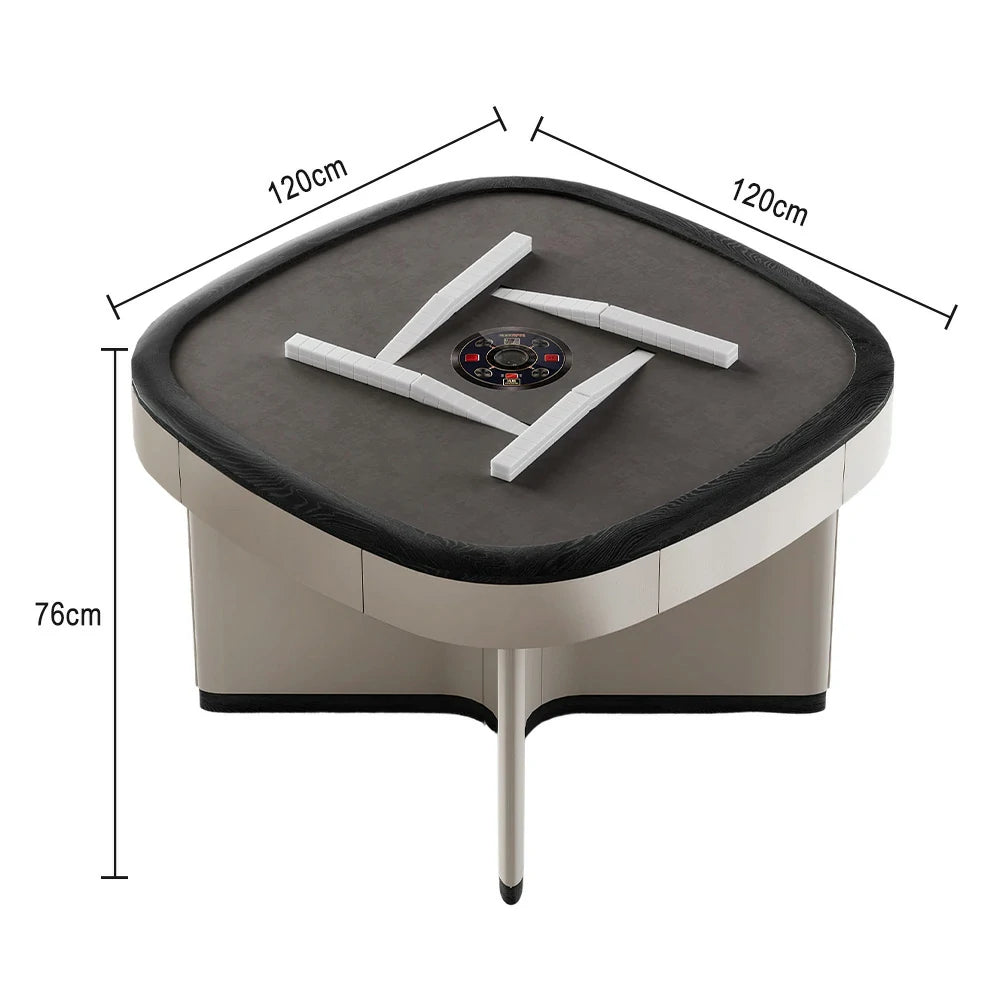 HEXJON 120 x 120 cm Automatic Mahjong Table, Low Noise Design, Eco-Friendly Leather Surface, Stylish and Durable