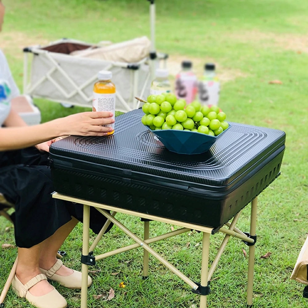 HEXJON ST Portable Hand-Carried Automatic Mahjong Table Perfect for Travel and Outdoor Fun - Black